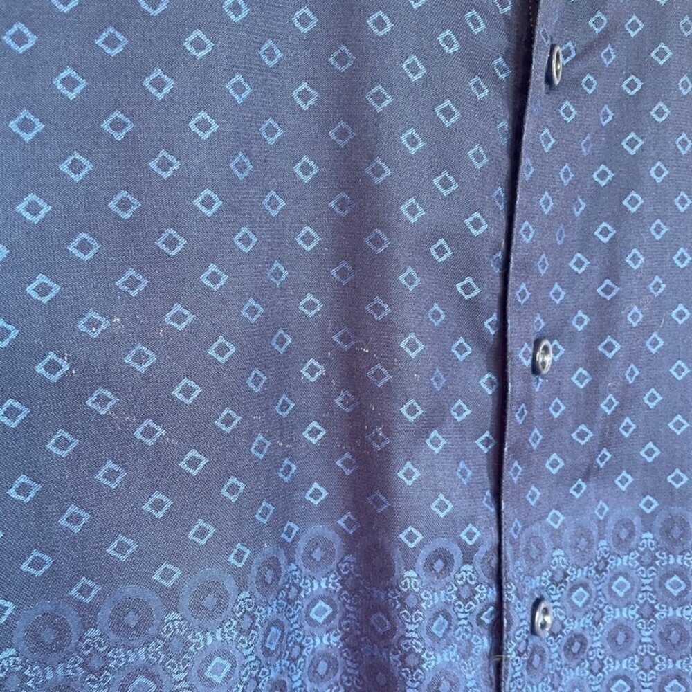 Robert Graham Men's Button Down Shirt Jacquard Blue Size L Long Sleeve - Picture 10 of 15